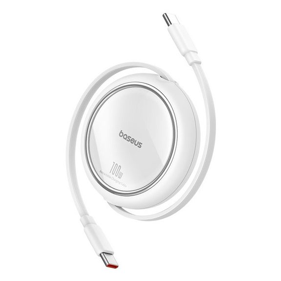 Baseus Free2Draw Mini USB Type-C, 100W automata behúzós kábel, 1m, fehér