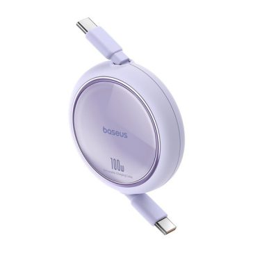   Baseus Free2Draw Mini USB Type-C, 100W automata behúzós kábel, 1m, lila