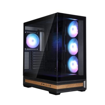 Zalman P40 NAMU BLACK panoráma számítógépház keret nélküli edzett üveg panelekkel és ARGB ventilátorokkal.