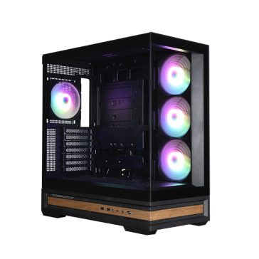 Zalman P40 NAMU BLACK panoráma számítógépház keret nélküli edzett üveg panelekkel és ARGB ventilátorokkal.