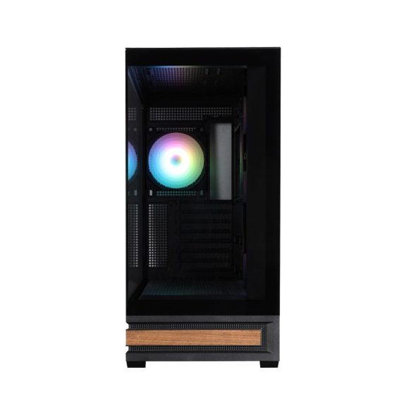 Zalman P40 NAMU BLACK panoráma számítógépház keret nélküli edzett üveg panelekkel és ARGB ventilátorokkal.