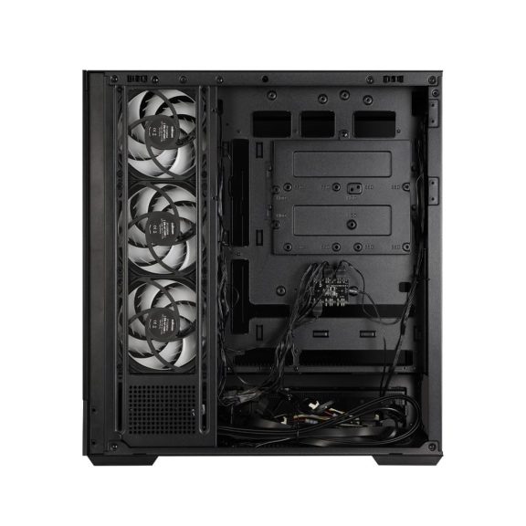 Zalman P40 NAMU BLACK panoráma számítógépház keret nélküli edzett üveg panelekkel és ARGB ventilátorokkal.