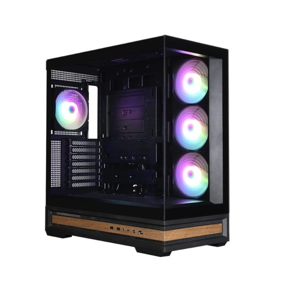 Zalman P40 NAMU BLACK panoráma számítógépház keret nélküli edzett üveg panelekkel és ARGB ventilátorokkal.
