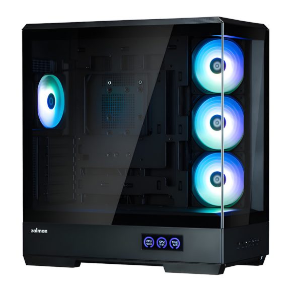 Zalman P50 DS fekete ATX számítógépház edzett üveg oldallappal és ARGB támogatással