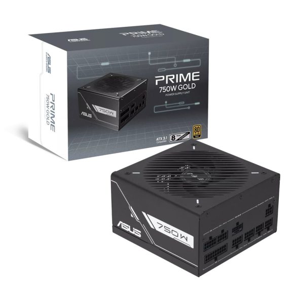 ASUS Prime 750W Gold tápegység, 80 PLUS Gold, teljesen moduláris, ATX 3.1, fekete - PRIME-750G