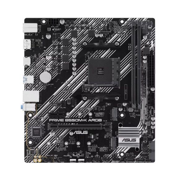 ASUS PRIME B550M-K ARGB alaplap, AM4, PCIe 4.0, két M.2 foglalat, micro-ATX