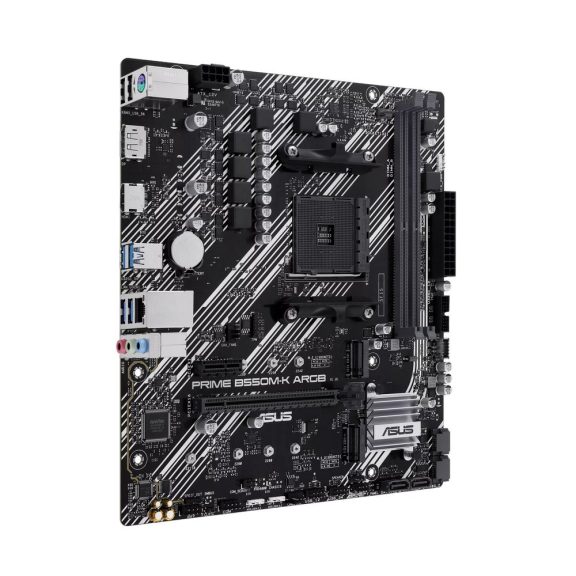 ASUS PRIME B550M-K ARGB alaplap, AM4, PCIe 4.0, két M.2 foglalat, micro-ATX