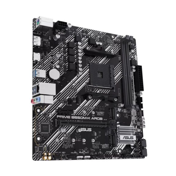 ASUS PRIME B550M-K ARGB alaplap, AM4, PCIe 4.0, két M.2 foglalat, micro-ATX