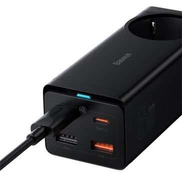   Baseus GaN3 Pro töltőállomás 65W, 1×CEE 7/3 + 2×USB Type-A + 2×USB Type-C + 100W USB Type-C, 1m kábel