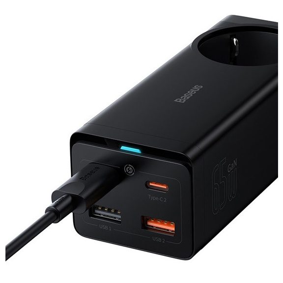 Baseus GaN3 Pro töltőállomás 65W, 1×CEE 7/3 + 2×USB Type-A + 2×USB Type-C + 100W USB Type-C, 1m kábel