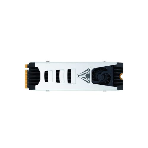 Patriot Viper PV553 1TB Gen5 SSD aktív ventilátoros hűtéssel és 12 400 MB/s sebességgel.