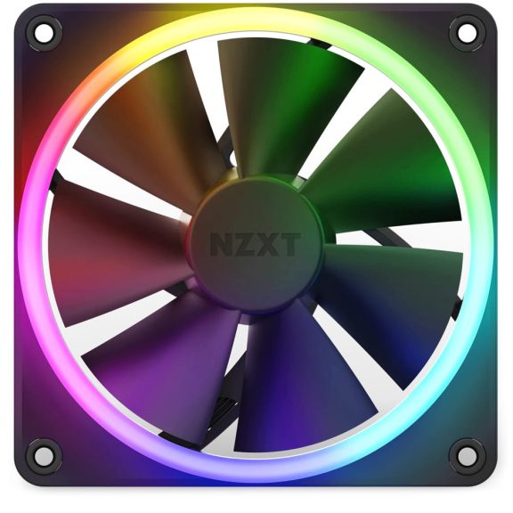 NZXT F120 RGB ventilátor, 12 cm, nagy légszállítás, RGB világítás, PWM vezérlés, fekete - RF-R12SF-B1