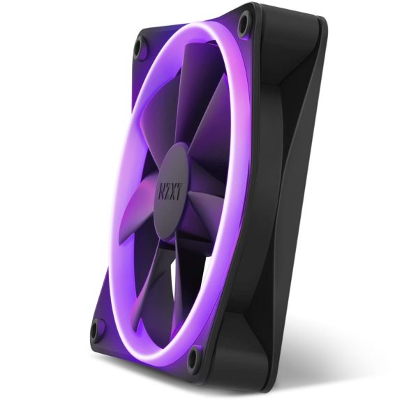 NZXT F120 RGB ventilátor, 12 cm, nagy légszállítás, RGB világítás, PWM vezérlés, fekete - RF-R12SF-B1