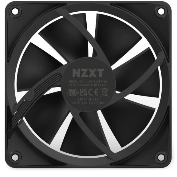 NZXT F120 RGB ventilátor, 12 cm, nagy légszállítás, RGB világítás, PWM vezérlés, fekete - RF-R12SF-B1