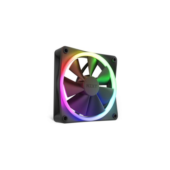 NZXT F120 RGB ventilátor, 12 cm, nagy légszállítás, RGB világítás, PWM vezérlés, fekete - RF-R12SF-B1