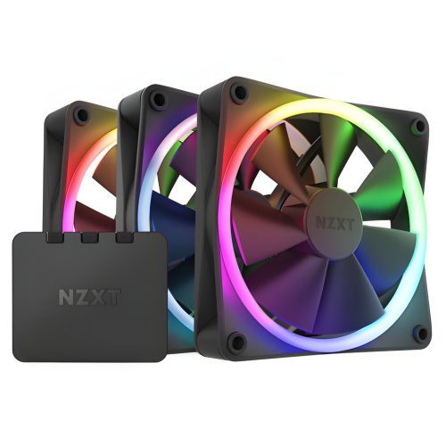 NZXT F120 RGB Triple Pack, 3 x 120 mm RGB ventilátor, RGB kontroller, fekete, bontott csomag
