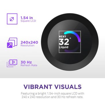 NZXT Kraken Plus 240 RGB fekete AIO vízhűtés LCD kijelzővel és RGB ventilátorokkal