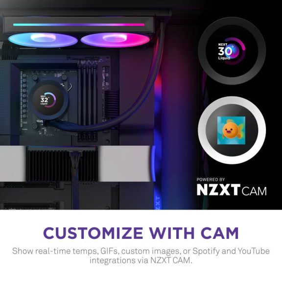 NZXT Kraken Plus 240 RGB fekete AIO vízhűtés LCD kijelzővel és RGB ventilátorokkal
