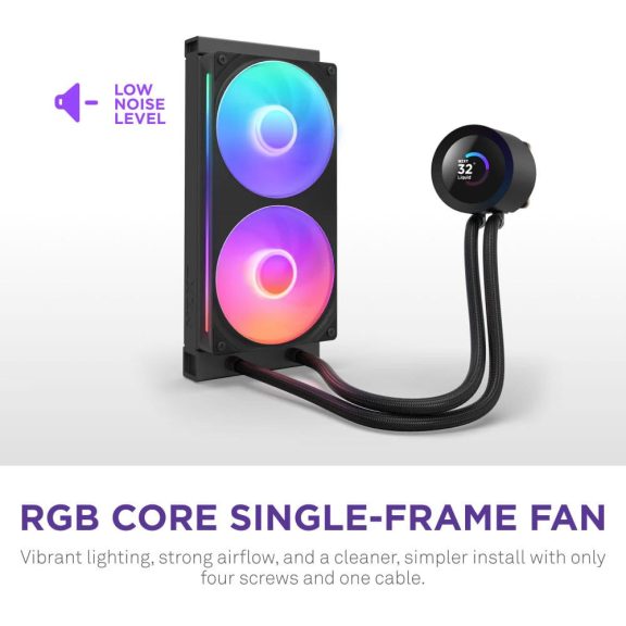 NZXT Kraken Plus 240 RGB fekete AIO vízhűtés LCD kijelzővel és RGB ventilátorokkal