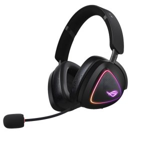 Asus ROG Delta II fekete gamer headset, háromféle csatlakozással és RGB világítással