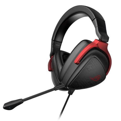 ASUS ROG Delta S Core fekete gamer headset 50 mm-es hangszórókkal és virtuális 7.1 térhatású hangzással