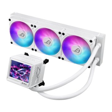 Asus ROG Ryujin III 360 ARGB Extreme fehér AIO CPU vízhűtő 3.5" LCD-vel és ARGB ventilátorokkal