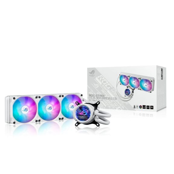 Asus ROG Strix LC III 360 ARGB LCD White Edition vízhűtés 2.1 hüvelykes IPS kijelzővel