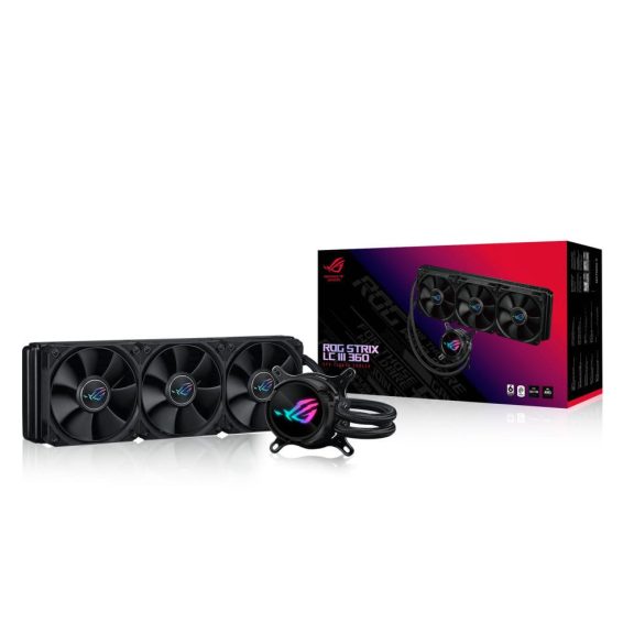 Asus ROG Strix LC III 360 vízhűtés három ROG ventilátorral és ARGB világítással