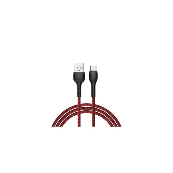 RECCI RTC-N16CR 3A TypeC-USB szövet kábel, piros - 1m