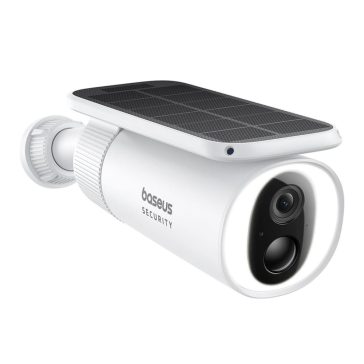 Baseus Security S1 kültéri napelemes biztonsági kamera 2K felbontással, IP67 vízállósággal és 8 GB beépített tárhellyel, fehér színben