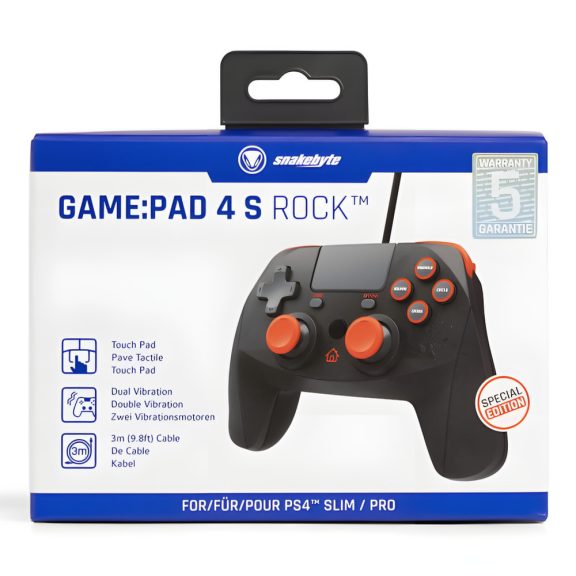 Snakebyte Game:Pad 4 S vezetékes kontroller, PS4, Rock