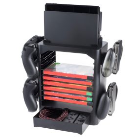 Snakebyte Nintendo Switch Games Tower fekete tárolóállvány kontrollerekhez, játékokhoz és dokkolóhoz