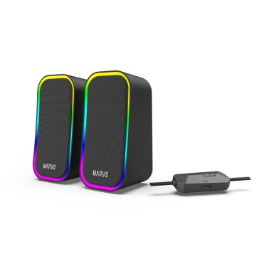   Marvo Havoc20 vezetékes hangszóró, RGB világítás, fekete - SG-285