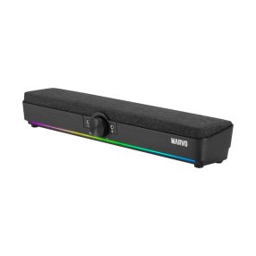 Marvo Etna 40 fekete RGB soundbar, kettős 5 W hangszóróval és USB + 3.5 mm csatlakozással.