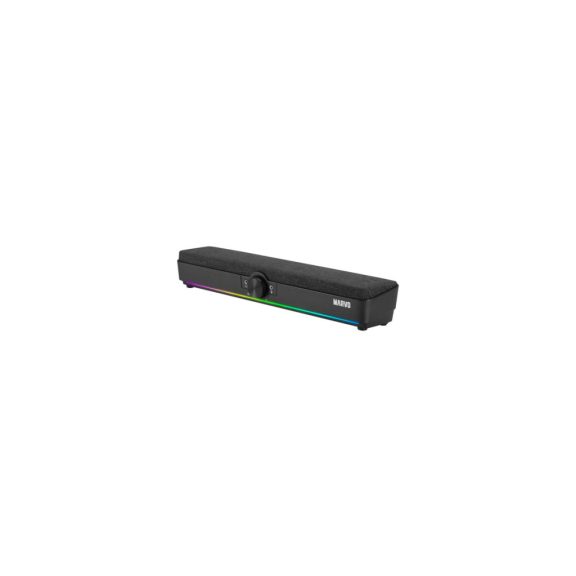 Marvo Etna 40 fekete RGB soundbar, kettős 5 W hangszóróval és USB + 3.5 mm csatlakozással.