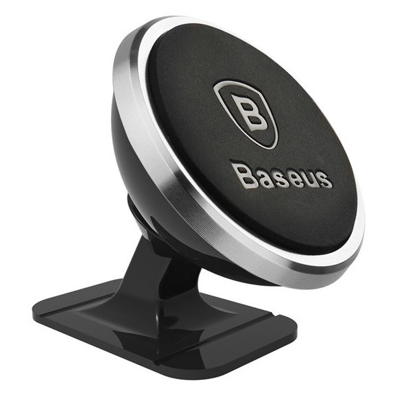 Baseus 360 fokban állítható, mágneses, műszerfalra rögzíthető autós telefontartó, ezüst