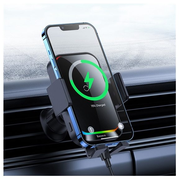 Baseus Halo Electric szellőzőrácsra rögzíthető vezeték nélküli autós telefon gyorstöltő és tartó