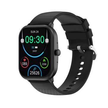 Denver SWC-187B fekete Bluetooth okosóra 2.04 hüvelykes AMOLED kijelzővel és egészségfigyelő funkciókkal
