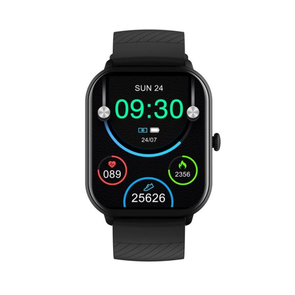 Denver SWC-187B fekete Bluetooth okosóra 2.04 hüvelykes AMOLED kijelzővel és egészségfigyelő funkciókkal