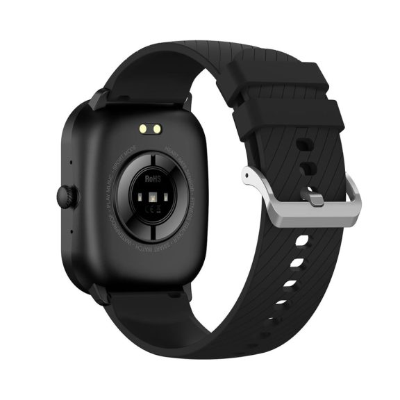 Denver SWC-187B fekete Bluetooth okosóra 2.04 hüvelykes AMOLED kijelzővel és egészségfigyelő funkciókkal