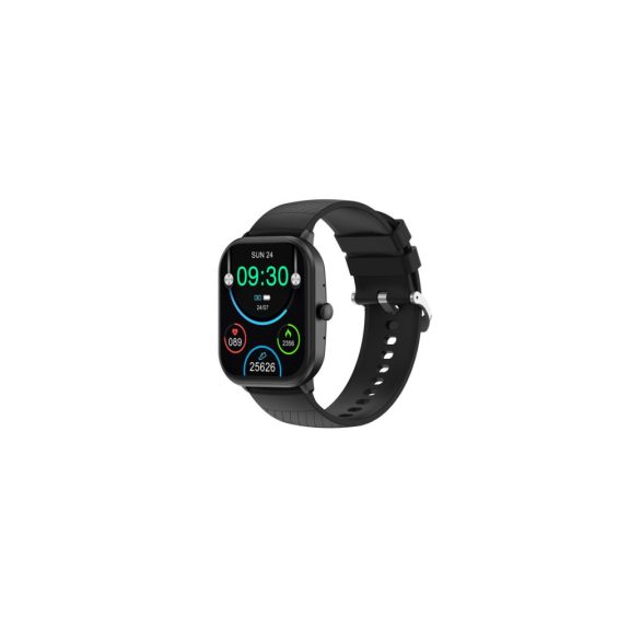 Denver SWC-187B fekete Bluetooth okosóra 2.04 hüvelykes AMOLED kijelzővel és egészségfigyelő funkciókkal