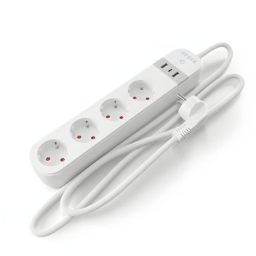   TESLA Smart Power Strip PS300 okos Wi-Fi hosszabbító 4 aljzattal, 2×USB-A + 1×USB-C - TSL-SPL-SPS300