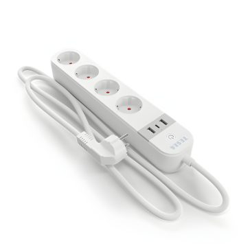   TESLA Smart Power Strip PS300 okos Wi-Fi hosszabbító 4 aljzattal, 2×USB-A + 1×USB-C - TSL-SPL-SPS300