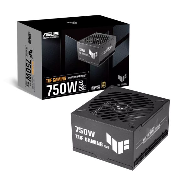 ASUS TUF Gaming 750W Gold EVO tápegység, 80 PLUS Gold, teljesen moduláris, ATX 3.1, fekete