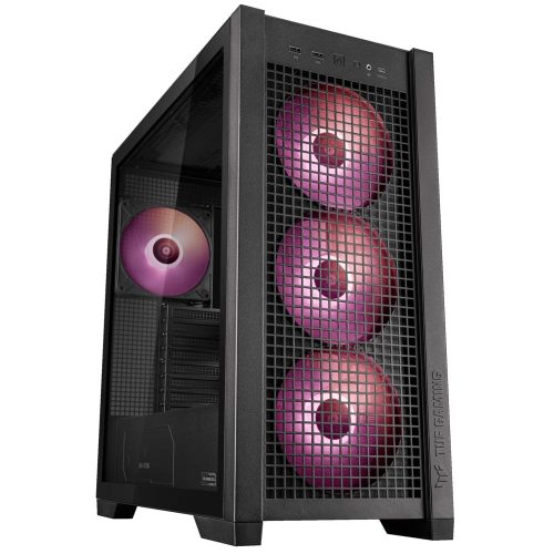 Asus TUF Gaming GT302 ARGB midi torony ház edzett üveg és mesh panellel, ARGB ventilátorokkal