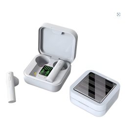 Denver TWS-62 fehér vezeték nélküli fülhallgató napelemes töltőtokkal