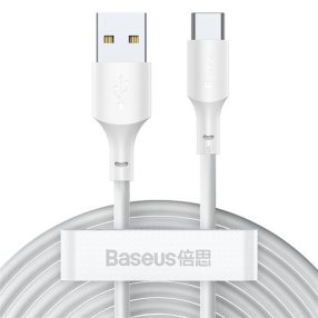   Baseus Simple Wisdom USB Type-A – USB Type-C 5A gyorstöltő adatkábel készlet, 1.5m, fehér