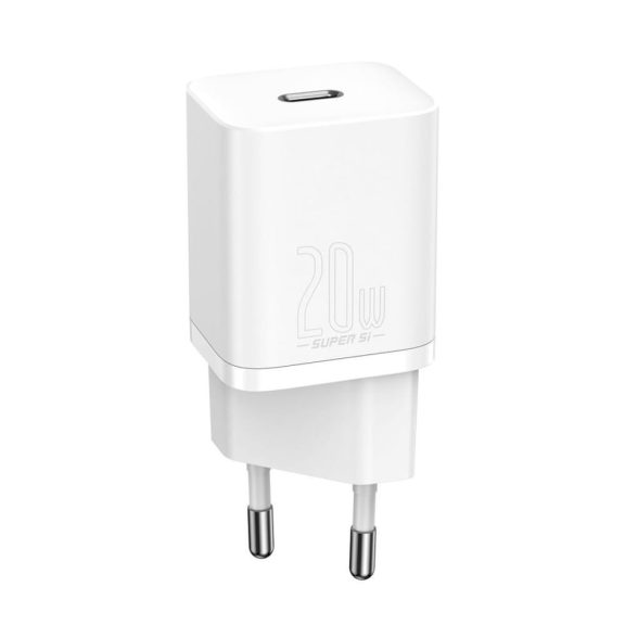 Baseus Super Si 1C 20W USB-C gyorstöltő fehér kivitelben, 1 m-es USB-C–Lightning kábellel