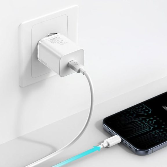 Baseus Super Si 1C 20W USB-C gyorstöltő fehér kivitelben, 1 m-es USB-C–Lightning kábellel