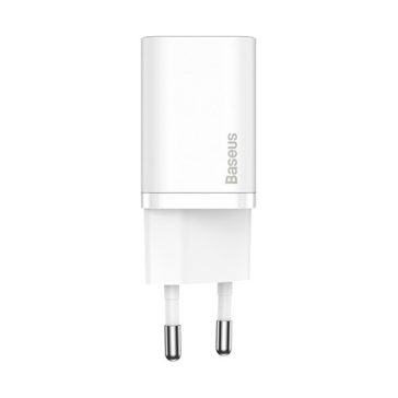   Baseus Super Si hálózati gyorstöltő 25W, USB Type-C, fehér + 3A USB Type-C, 1m kábel